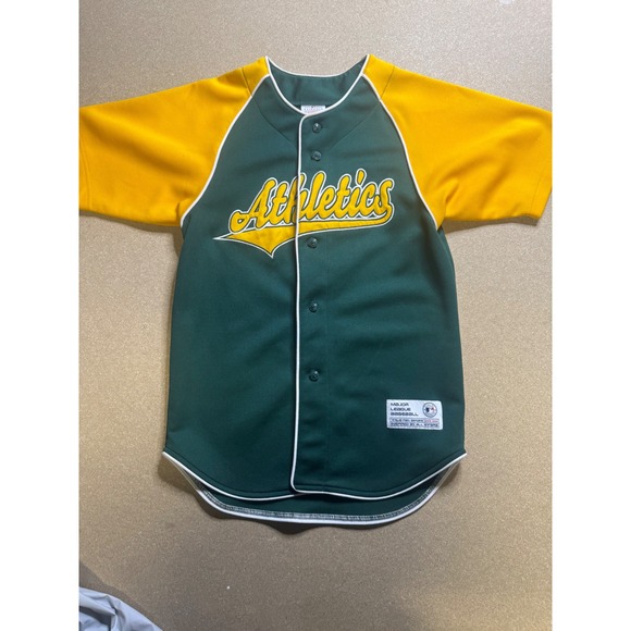 Kids Athletics Chavez #3 Baseball Jersey True Fan MLB Oakland Green Gold - Picture 5 of 9